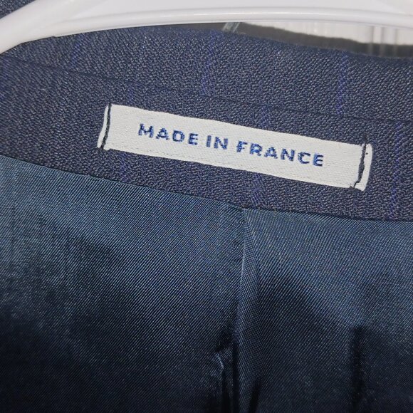 Vintage Yves Saint Laurent Men's Wool Blue Double Breasted Pinstripe Suit 46 - Picture 8 of 12